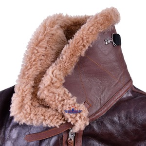 Five Star Vintage 1940s Style en peau de mouton fourrure garnie avant écologique imperméable Bomber Jacket Russet renforcé Denim Aviation - Product Image 5