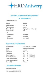 B2B d'vins เพชรพลอยสำหรับ Gia ได้รับการรับรอง1.11 CT เพชรสีขาวหลวมตามธรรมชาติกลม I สี FL การไหลบริสุทธิ์บริสุทธิ์การตัดอดีตขัดเงา - Product Image 3