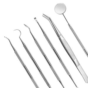 Kit d'instruments chirurgicaux dentaires ergonomiques à double sonde, curette à dents en forme de faucille, miroir dentaire, en acier inoxydable durable, manuel, CE - Product Image 2