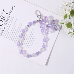 Gantungan kunci rantai ponsel Universal lucu, aksesori gantungan kunci anjing balon manik-manik multiwarna untuk wanita - Product Image 6