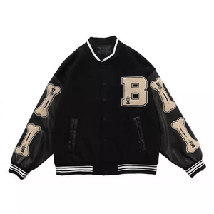 Personalizado de gran tamaño de chenilla bordado Universidad Bomber béisbol Varsity Chaqueta estilo Letterman cierre de cremallera recubierto - Product Image 6