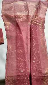 Exclusivo RED Deshi Dhakai Jamdani Sharee exportable para mujer JAMDANI FABRIC Blue Marron GREEN Golden Sky Blue de Bangladesh - Product Image 4