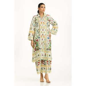 ชุดเซ็ต 2 ชิ้นสำหรับผู้หญิง รุ่น IPST-55009 ลายพิมพ์โบฮีเมียนสุดหรู ผ้าแคมบริก คอเหลี่ยม แขนสามส่วน สำหรับฤดูใบไม้ผลิ/ฤดูร้อน ไซส์ XS - Product Image 5