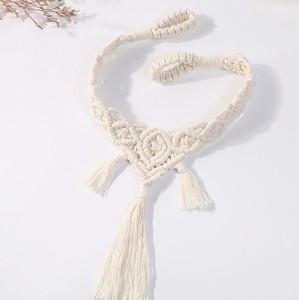 Woven Ties -White Farmhouse Curtain Tie Backs Made of Hand-Woven Cotton Rope -for Indoor Outdoor Drapes Decorative - Product Image 2