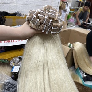 Cinta Rubia de cabello humano crudo vietnamita en extensiones de cabello vietnamita crudo al por mayor cinta alineada con cutícula recta a precio de fábrica - Product Image 5