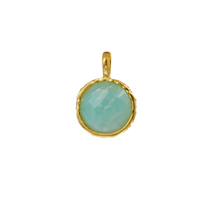 Aventurine verte plaquée or 18K, lunette ronde en laiton à facettes, breloque pour colliers, composant de bijoux faits à la main pour les fêtes - Product Image 5