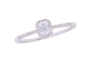 0.31Ct Lab Grown Round Brilliant Cut Diamond Halo Anillo de compromiso en oro blanco de 14K OEM Wholesale-Trendy Fire Diamond Ring - Product Image 5