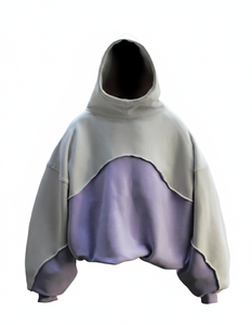 Unisex Heavyweight Oversized Pullover Hoodie 100% Thick Cotton Solid Color <b>Blocked</b> Patchwork Lining Embroidered Eco-Friendly - Product Image 1