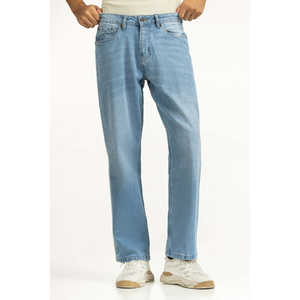 กางเกงยีนส์ขากว้างสไตล์วินเทจ MN-JNS-SS25-006บีเดนิมแต่งด้วยหินด้วยการปักและการซักสีในฤดูหนาว - Product Image 1