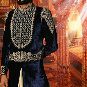 Vestido de NEW--ELEGANT--INDO-WESTERN SHERWANI con DHOTI, bordado, ZARDOZI, para fiesta, boda, 2022 - Product Image 1