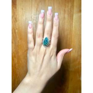 Zuni Handmade <b>Boho</b> Style Multi-Gemstone & Sterling <b>Silver</b> <b>Ring</b> Opal Bezel Set Size 8-for Everyday Promise or Wedding Wear - Product Image 5