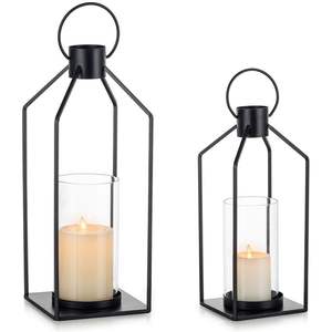 Linterna de vela cuadrada negra de Metal, tarro de vela Premium para Navidad, Pascua, Día de San Valentín, decoración del hogar impermeable y ecológica - Product Image 2