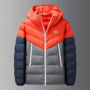 Chaqueta de Plumón Impermeable y Transpirable con Capucha de Dos Tonos para Exteriores, Talla Grande, Diseño Personalizado para Hombre, Invierno - Product Image 1