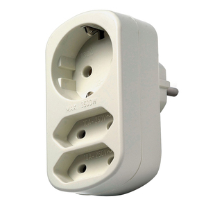Adattatore tripolare, 1 presa con TT e 2 senza TT (Famatel 1304) - Product Image 1