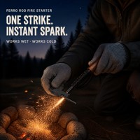 Allume-feu en ferrocérium à manche en bois, kit de survie en magnésium avec cordon en paracorde et allumeur en acier pour le camping et la randonnée