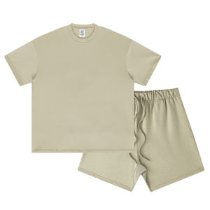 Logo personnalisé 2 ensembles de shorts d'été pour hommes de deux pièces ensemble de short et de t-shirt en coton pour hommes - Product Image 6