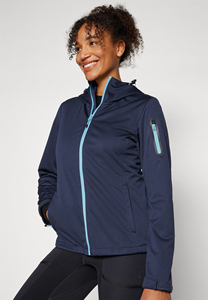 Veste Softshell d'eau Bridge pour femmes bleu foncé personnalisée durable Prix d'usine Manches longues Coupe-vent Vestes de course à pied d'extérieur - Product Image 3