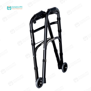 Deambulatore Pieghevole Leggero in Alluminio Nero a 2 Ruote, Altezza Regolabile, Ausilio Medico per la Deambulazione, Classe I CN per Anziani - Product Image 6