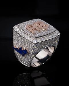 Anillo de Hip Hop personalizable Letra original Oro de 14 quilates con oro helado Oro blanco Campeonato Moissanite Diamante Anillos de moda Hombres - Product Image 6