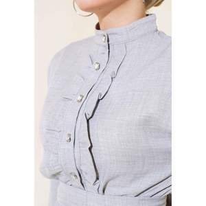 Robe en lin à volants Gris - Product Image 4