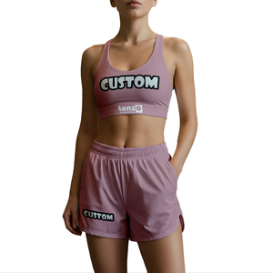 Custom Logo Solid Breathable Polyester Spandex <b>Gym</b> Wear Set 2025 Women OEM ODM Sportswear Factory Heat-Transfer Printing Tank - Product Image 4
