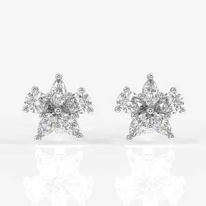 Pendientes de plata esterlina con pasador de diamante Moissanite corte pera y marquesa - Product Image 1