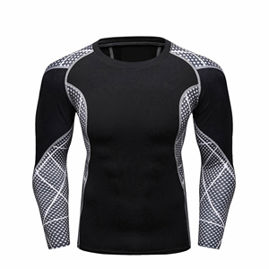 Wholesale Men's Long Sleeve Fitness Rash Guard Customized Sublimated Print Made of Spandex Low Price - Product Image 5