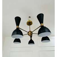 Lustre Sputnik moderne en laiton à 5 bras et 10 lumières, 120-240V, plafonnier avec dôme de 5 pouces, luminaire décoratif contemporain pour salon