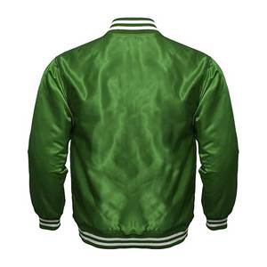 Custom Coated Satin Varsity <b>Jackets</b> | Wholesale Embroidered Front Windproof Breathable Streetwear Bomber <b>Jackets</b> OEM Supplier - Product Image 4