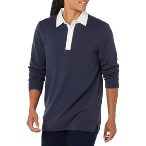 Tricoté col rabattu pull à col coton ODM approvisionnement Logo personnalisé imprimé hommes hiver tricots tendance respirant - Product Image 4