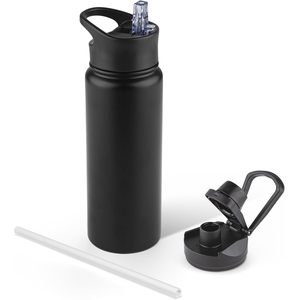 SilverJet Stainless Steel Water <b>Bottle</b> 24 Oz Insulated With <b>Straw</b> Lid For Sports Outdoor Gym Use - Product Image 1