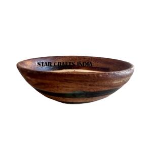 Bol en bois avec matériau de stratification d'autocollant de haute qualité avec époxy et résine Bol de service en bois d'acacia à un prix abordable - Product Image 1