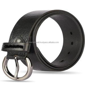 Ceinture décontractée pour hommes en cuir véritable noir faite à la main dans toutes les tailles et couleurs personnalisées avec boucle ovale nickelée - Product Image 3