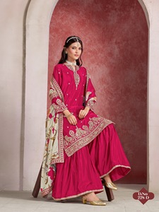 Dernier Créateur Couleur Incroyable Chinon Soie Avec Broderie Salwar Costume Femme Mode Exportateur et Fournisseur - Product Image 3