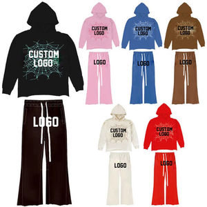 Conjunto de sudadera con capucha y pantalones de chándal OEM personalizado para hombre, conjunto de pantalones de chándal OEM con logotipo personalizado, estampado bordado DTG con diamantes de imitación - Product Image 5