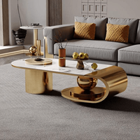 Tables basses modernes en acier inoxydable titane et marbre Meubles de salon luxueux légers pour la maison InstantTraders