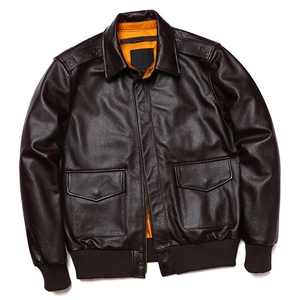 Abrigos marrones de alta calidad para hombre en estilo de cuero de vaca Chaqueta de cuero de piel de oveja genuina Chaqueta de ropa natural para hombres - Product Image 3