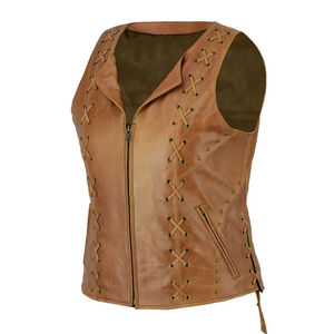 Chaleco de Mujer de Cuero Genuino de Primera Calidad con Nuevo Diseño Moderno, Forro de Lana Ligero y Sostenible, Impermeable y Ecológico - Product Image 3