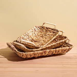 Accessoire de rangement de table, plateau de vanité fait à la main, plateau de présentation et de service en jacinthe d'eau, vente en gros - Product Image 1