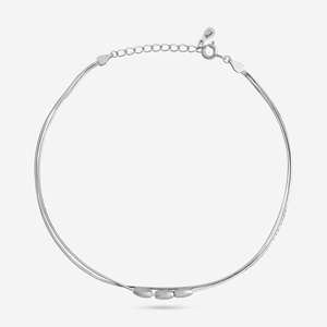 Chaîne de cheville en argent 92,5 (Pur Argent) 188259 pour mariages, cadeaux et occasions spéciales, en acier inoxydable, laiton, alliage de cuivre, diamant et perle - Product Image 1