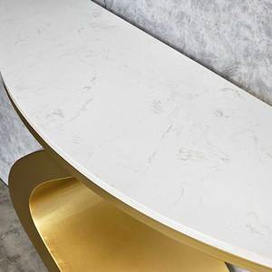 Wave-shaped Modern Luxury Marble <b>Console</b> Table 120x30x85cm with Stone Top and Iron Legs (CST058) - Product Image 5