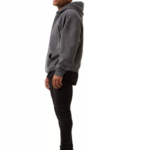 เสื้อฮู้ดผ้าฝ้ายออร์แกนิคสำหรับทุกเพศ2022ปักด้วยผ้าฝ้ายสไตล์ใหม่สีดำ/ สีเทาผสมสำหรับฤดูหนาว - Product Image 5