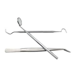 ชุดเครื่องมือวินิจฉัยทางทันตกรรม กระจกตรวจช่องปาก หัวตรวจ คีมตรวจ-สแตนเลส ใช้งานด้วยมือ ใช้ซ้ำได้ ได้รับการรับรองมาตรฐาน CE - Product Image 1