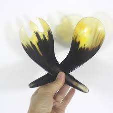 Ustensiles de cuisine, service à salade, couverts, grand ensemble de cuillères en corne, couverts faits à la main en corne de buffle d'eau naturelle, cuillère en corne, décoration de la maison - Product Image 6