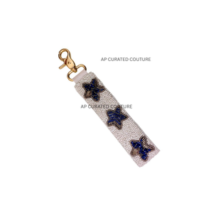 Llaveros de cuentas elegantes de moda personalizados indios llaveros de bolsa de cuentas de semillas encantadores adornados a mano indios - Product Image 3