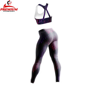 Femmes 2 pièces entraînement Yoga porter ensemble séchage rapide plissé Yoga soutien-gorge et Compression extensible femmes Legging Yoga ensemble prix de gros - Product Image 2