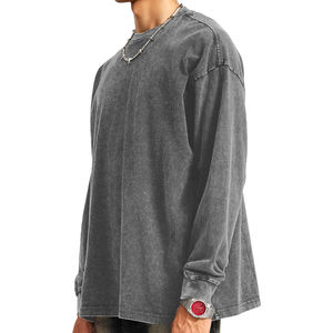 เสื้อสเวตเชิ้ตสำหรับผู้ชายผ้าฝ้ายกันหดคอกลมขนาดใหญ่ลายกรดซักได้100% มีสไตล์ตามสั่ง - Product Image 3