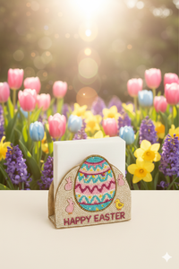 Elegant Beaded Happy Easter Napkin Caddy Embroidered Bunny Silhouette Accent Luxury Spring <b>Party</b> <b>Supplies</b> Multi-Color Stand 2026 - Product Image 3