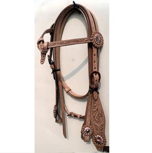 CABECERO DE CUERO OCCIDENTAL TALLADO INCLUIDO RIENAS DE CUERO DISEÑO DE PERNO DE PLATA PERSONALIZAR CABEZAL DE CUERO - Product Image 3