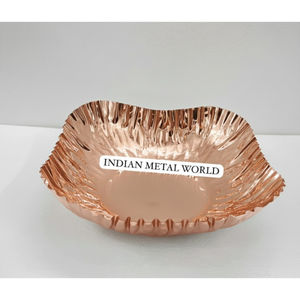 Bol à chocolat ovale en cuivre, finition cuivrée, bol en métal décoratif avec bord festonné, décoration d'intérieur unique, plat - Product Image 2